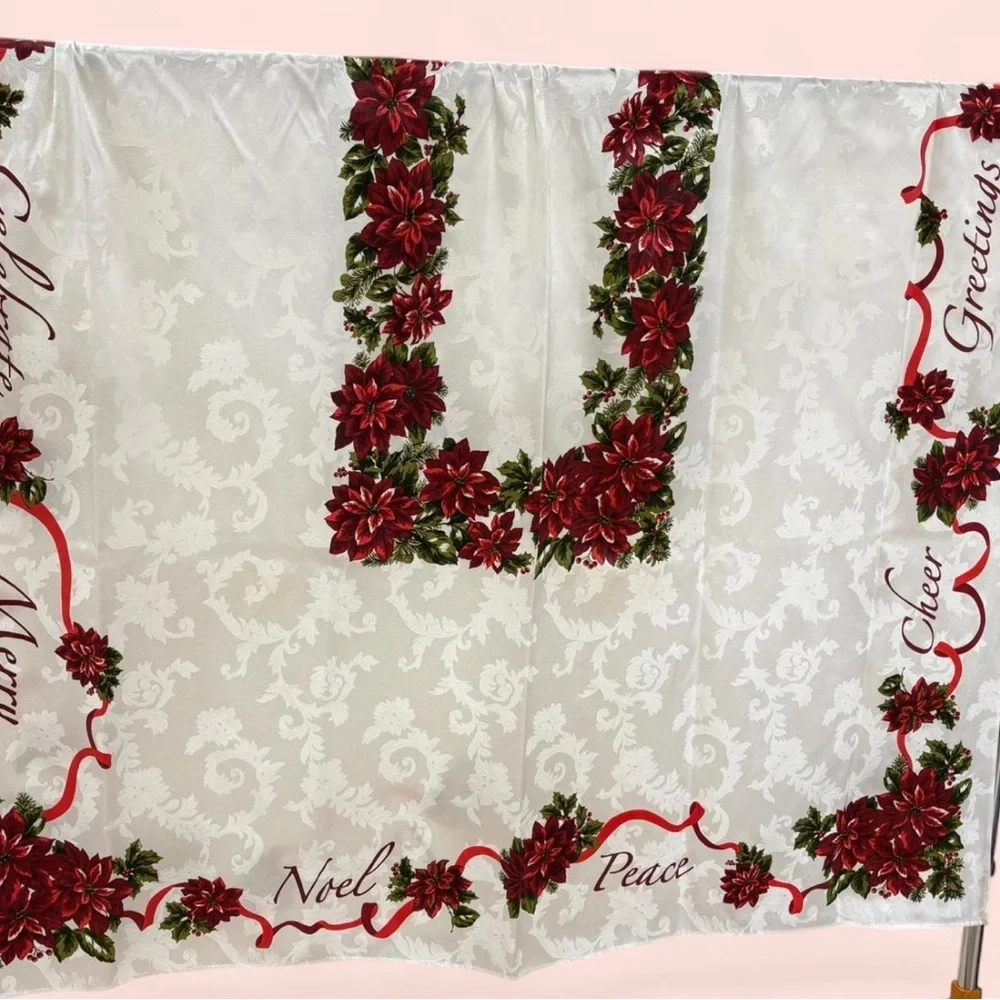 Elegant Holiday Tablecloth with Red Accents